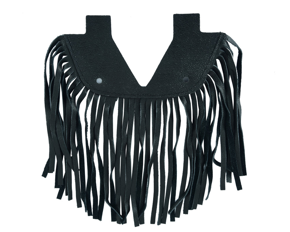 B14 Black Leather Floor Boards with Fringe - Small