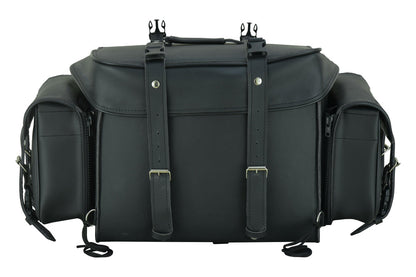 Leather Black PVC Large Four Piece Motorcycle Touring Tail Bag