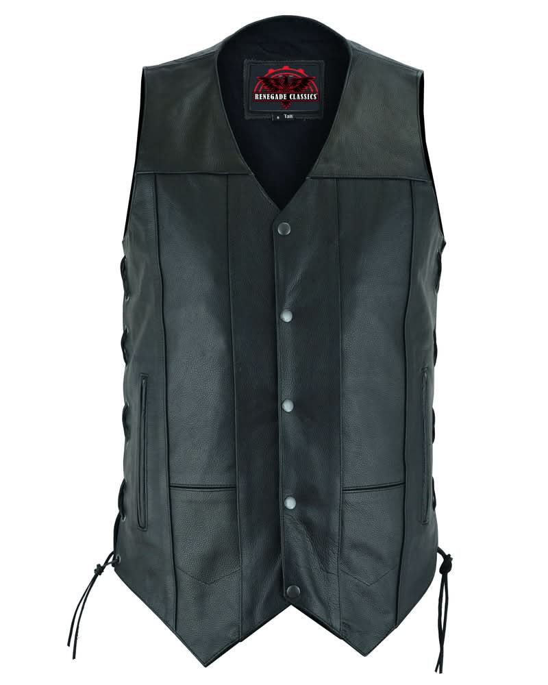 Men's Ten Pocket Utility Black Vest - TALL