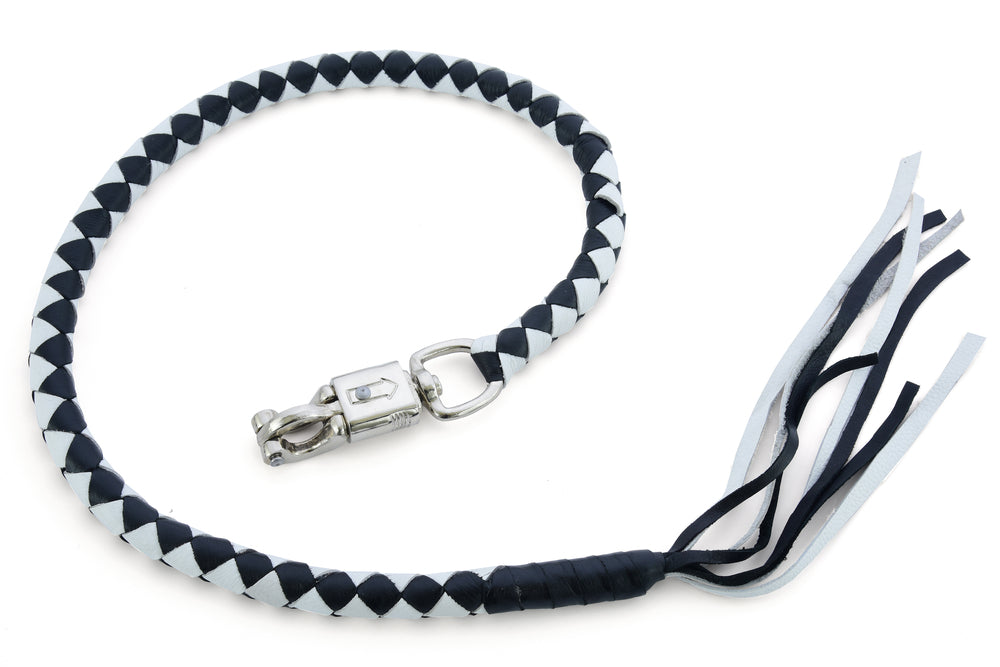 GBW24 Leather Biker Whip-White/Black