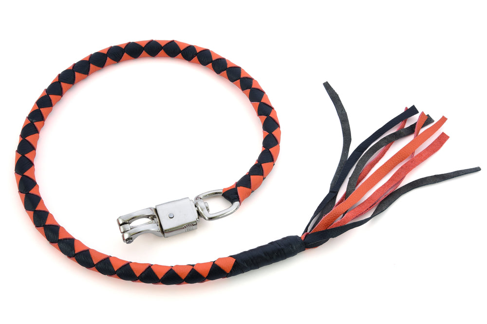 GBW22 Leather Biker Whip-Orange/Black