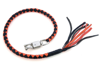GBW22 Leather Biker Whip-Orange/Black