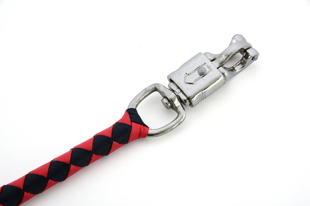 GBW23 Leather Biker Whip-Red/Black